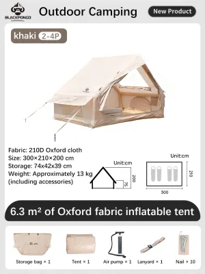 Blackpongo 6.3㎡ Automatic Inflatable Tent Rainproof Windproof Outdoor Camping Portable Cabin Tent 2-4 People Family Tent