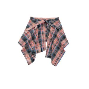 CHANBAEK Hip-hop Plaid Skirt Belted Korean Style High Waist Mini A-line Shortskirt Half Body Skirt Vintage Waist Seal Skirt Cool Girls