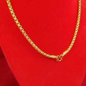 สร้อยคอลายผ่าหวายมนพ่นทราย ยาว 22 นิ้ว น้ำหนักเทียบเท่า 5 บาท ทองชุบ ทองปลอม ทองไมครอน รูปถ่ายจากสินค้าจริง