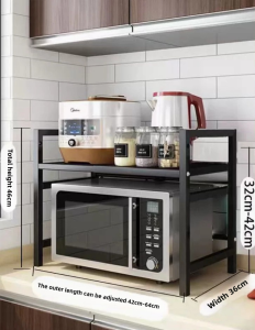 Microwave Rack Adjustable Oven Rack Expandable for Kitchen Cabinet Storage Carbon Steel Rak Kitchen