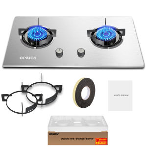 Stainless Steel 4 Burner Gas Stove Desktop Embedded Liquefied Gas Cooker Home Kitchen Cooktop