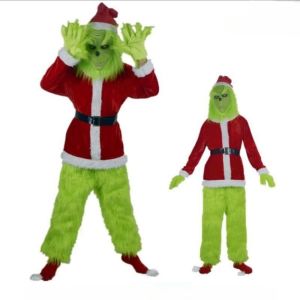 KIDS COY Anime The Green Grinch Costume Latex  Headwear Santa Claus Costume Cool Simulation Headgear Christmas Costume Adult