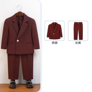 Suit Set For Kid Handsome Fashion Show Performance British Birthday Dinner Dress Formal Boy Blazer