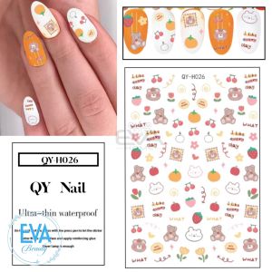 Sticker Dán Móng Tay 3D Dạng Decal Dán Chống Nước Hoạ Tiết Trái Cây Và Gấu Teddy Bear I Like Every Day QYH026
