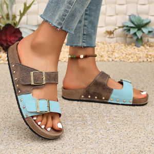 Free Shipping Plus-Size Double-Strap Thick-Soled Sandals New Summer Style Round-Toe Flip-Flops For Women