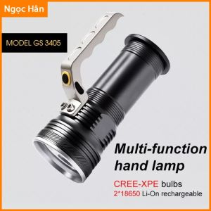 Đèn Pin Sạc Siêu Sáng Model GS 3405 Có 3 Chế Độ Sáng Vỏ Hợp Kim Dung Lượng Pin 2000mah