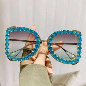 Diamond-embellished large-frame high-end luxury sunglasses trendy womens large-frame sunglasses