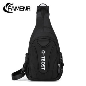 FAMENR【พร้อมส่ง】แฟชั่นสีปิดกั้นความจุขนาดใหญ่กระเป๋าผู้สื่อสารฟอร์ดผ้ากระเป๋านักเรียนกลางแจ้งที่เดินทางมาพักผ่อนกระเป๋าหน้าอก