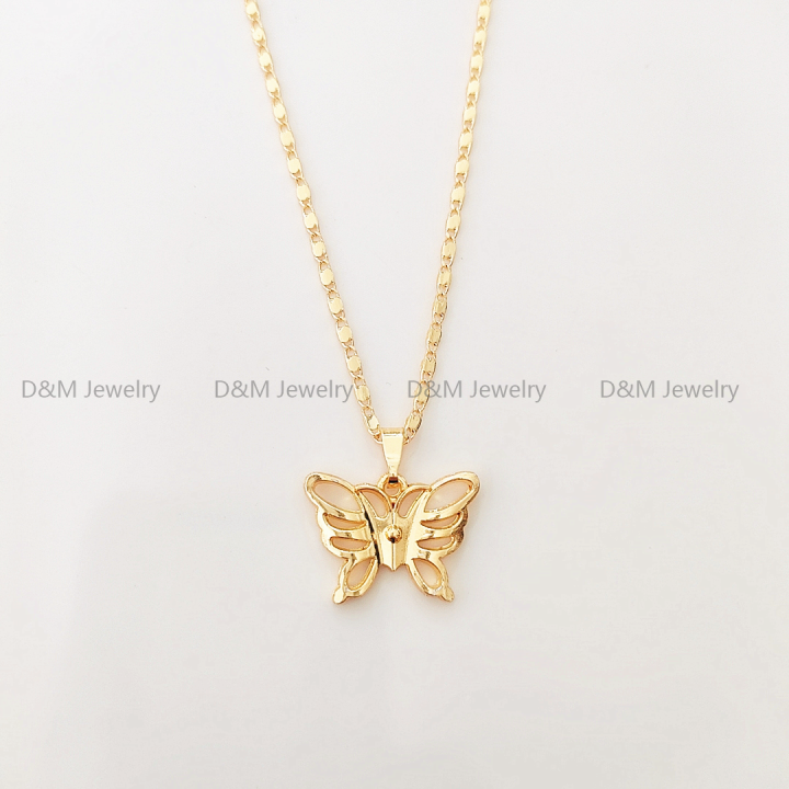 Vembley Pretty Gold Plated Pink Butterfly Pendant Necklace for Women and  Girls : Amazon.in: Fashion