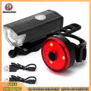 Winnereco Bike Tail Light & Headlight Bike Rear Light Rechargeable Bike Front Light 3 Modes Bicycle Safe Light for Outdoor Cycling