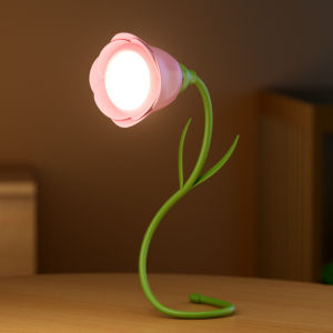 Flower Table Lamp Pretty Lamp Stepless Dimming USB Rechargeable 3 Colors Modes Touch Control Detachable Reading Lamps