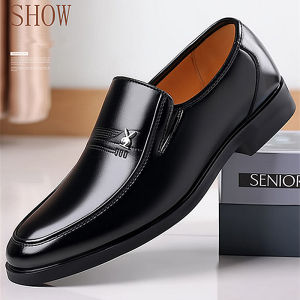Brand Mens Shoes Loafers Genuine Leather Shoes Slip On Business Casual Shoes Classic Soft Leather Breathable Men Office Formal Shoes