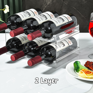 Multifunctional Wine Rack Organizer Stackable Wine Bottle Holder Tumbler Storage Organizer Space Saving Kitchen Storage