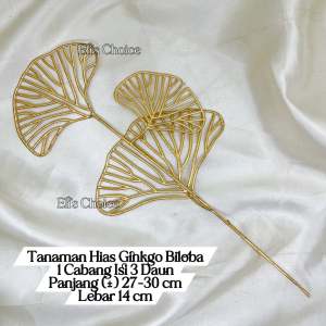 Hiasan Daun Ginkgo Emas / Artificial Ginkgo Biloba Flowers / Tanaman Hias Imlek / Properti Foto