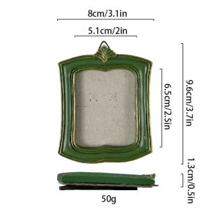 LENMAX. Resin Baroco Style Photo Frame Green Mini Picture Frame Ornaments Creative Exquisite Photo Display Holders Tabletop Wall Decor