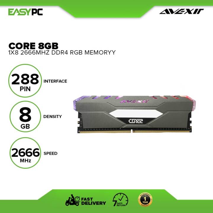 EasyPC | Avexir Core Memory 1x8gb 2666mhz Ddr4 RGB U-Dimm Memory