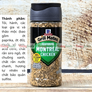 Montreal Chicken McCormick – Gia vị ăn kiêng Mỹ hương tỏi hành cay nhẹ chuyên ướp gà