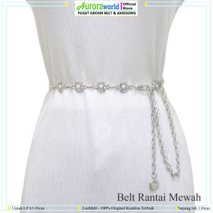 Auroraworld Belt wanita ikat pinggang rantai mutiara gesper dress gamis perempuan mewah terbaru