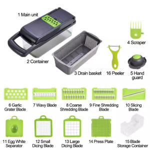 HAILANG Portable 18-in-1 Food Chopper Vegetable Slicer Dicer Cutter with Box Household Kitchen Cutting Tool for Fruits Vegetables