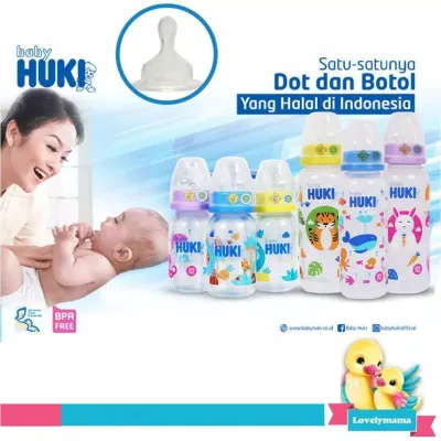 HUKI Botol Susu Dot Gepeng Nipple Silikon HALAL ORIGINAL /Botol Susu Bayi 120ml 240ml