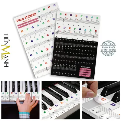 Sticker Dán nốt bàn phím cho Đàn Piano và Organ - Decal đánh dấu vị trí note nhạc dùng cho Đàn 88 61 54 49 Phím