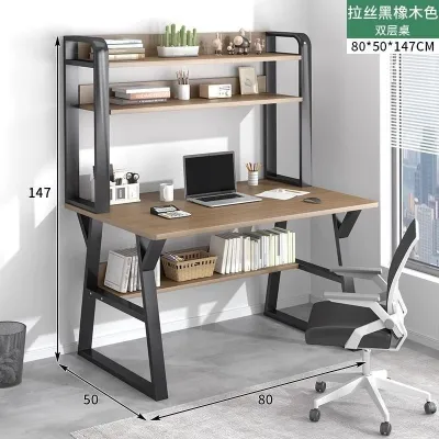 Meja Dengan Rak Simpanan Writing Desk with Storage Shelves Modern Design Study Table Kids Adult Student Work Table