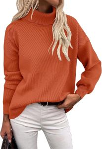 Zeagoo Womens Turtleneck Sweater 2025 Fall Winter Chunky Knit Sweaters Casual Side Slit Pullover Jumper Top