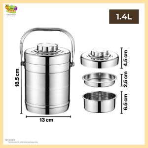 Single Layer Food Carrier Stainless Steel Lunch Box with Lid Food Container Bekas Makanan Keluli
