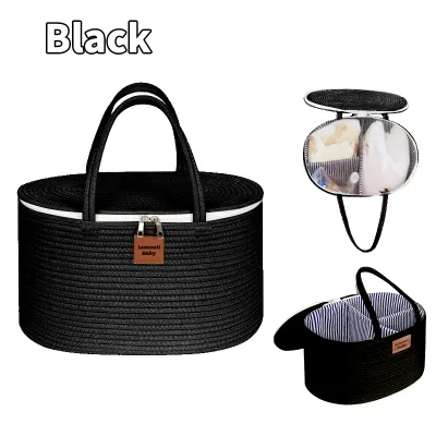 NIKO Portable Baby Diaper Organizer Basket Cotton Rope Nursery Storage Basket Multi Compartment Baby Essentials Storage