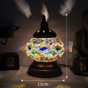 โคมไฟตั้งโต๊ะคาเฟ่สีสันสดใสสไตล์ตุรกี โคมไฟแสงสวยงาม โคมไฟสร้างบรรยากาศ โคมไฟสร้างสีสรร โคมไฟกระจกสวยงาม