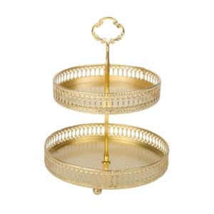 Multi Purpose 2 Tiers Iron Stand for Fruits and Detachable Holder Tray Nonslip Base Basket