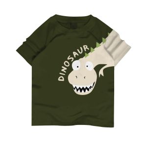 Baju anak laki laki usia 4-12 tahun motif Tyrex DINOSAUR Warna Army Bahan Katun Premium 30s