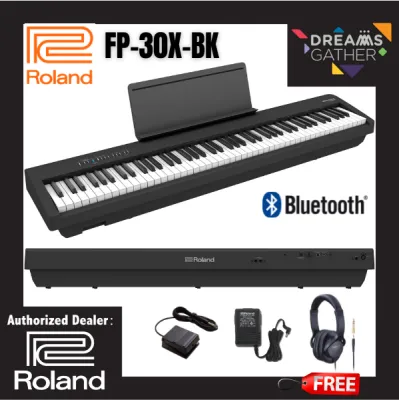 Roland FP-30X 88-key Digital Piano with RH-5 Headphone and DP-2 Pedal (FP30X / FP 30X / FP 30X - BK) Black