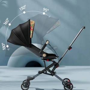 รถเข็นเด็ก 4 ล้อ เข็นหน้า -หลังได้ พับเก็บได้ แถมเบาะนิ่ม ล้อมีเบรค พบพาสะดวก เอนได้ 150องศา