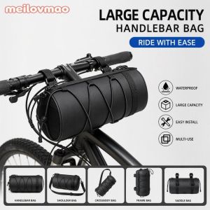 Bike Handlebar Bag Bicycle Frame Tube Pouch Waterproof Large Capacity Multi Compartment Quick Release MTB Road Cycling