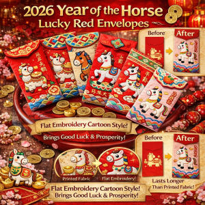 【3D Embossed Embroidery】2026 CNY Red Packet The Year of Fire Horse Ang Bao Cartoon Embroidered Lucky Red Packets 马年红包 过大礼红包封