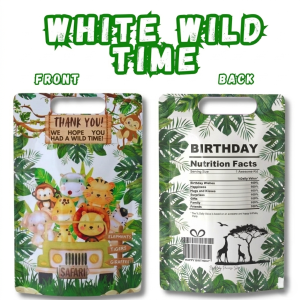 10pcs Safari Theme Food Grade Reusable Storage Standup Pouch Food Packaging Ziplock Chips Bags Candy Bags Loot Bags