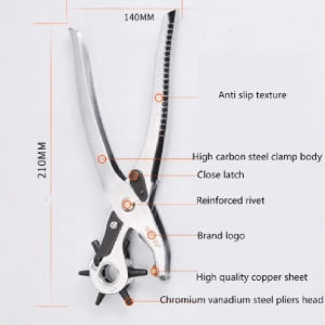 Leather Belts Hole Punch Plier Papercraft Eyelet Puncher 6 Round Hole Revolver / Penebuk Tali Pinggang