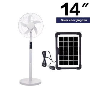 Modern Lantern Rechargeable solar electric fan16" 14" 12" solar fan with solar panel solar electricfan heavy duty with 2pcs LED light & emergency light rechargeable electricfan with panel