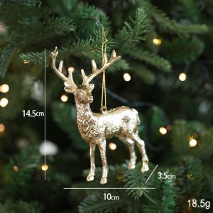 OEUVR Plastic Christmas Gold Plating Hanging Pendant Elk Snowflake Christmas Decoration Cute Butterfly Angel Xmas Pendants for Home