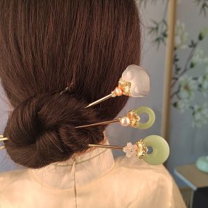 YOCKY Women Oriental Aesthetics Girl Hair Accessories Hairstyle Design Tool Safety Buckle Flower Cheongsam Headdress Ancient Headwear Hanfu Hair Sticks Ancient Style Hairpin Chinese Style Headwear