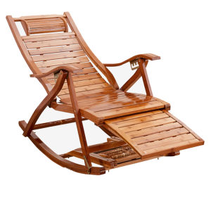 Ghế thư giãn bập bênh Smart Home ghế xếp đa năng cao cấp chất liệu tre già tự nhiên có massage chân gập ngả nhiều cấp đ