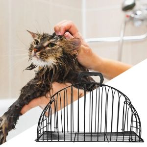 OUTOPEN Chống kẹt Lồng tắm cho mèo đơn giản Kim loại Đã sửa Làm sạch chuồng thú cưng Lồng tắm rửa cho mèo con An toàn Lồng rửa cho mèo Phụ kiện làm đẹp cho mèo