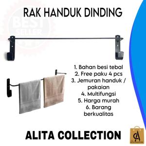 GANTUNGAN HANDUK JEMURAN DINDING BAHAN BESI TEBAL WARNA HITAM UNTUK PAKAIAN BAJU JILBAB HARGA MURAH BARANG BERKUALITAS PROMO DISKON TERLARIS