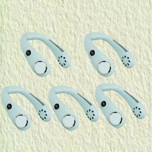 【Ready Stock Fast Send】2025 Portable Neck Fan Battery USB Rechargeable 5 SPEED Bladeless Personal Cooling Office FansDigital Display