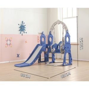 3-in-1 Baby Playpen with Swing Slide & Basketball Hoop  Indoor Safety Activity Center for Toddlers 1-3 Years