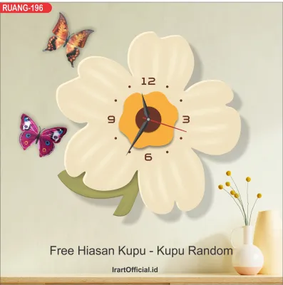 RC - 195 Jam Dinding Ukir HOME Sweet Home BUNGA MATAHARI Hiasan dingding Ruang tamu/ kamar tidur