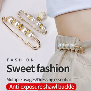 Anti-Exposure Cardigan Brooch Shawl Buckle Jeans Waist Clip Elegant Pearl Collar Waist Buckle