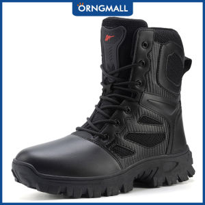 ORNGMALL High Top Hiking Ankle Boots - Mens Desert Tan Tactical Waterproof Training Shoes Designed for Durability Size 39-46