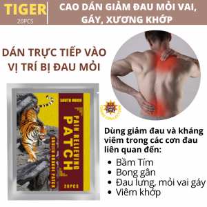 20 Miếng dán giảm đau xương khớp Tiger Sticker 60g EELHOE giúp giảm đau nhanh các triệu chứng đau do vận động